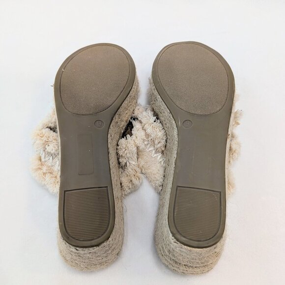 ALTAR'D STATE Wales Furry Espadrille Platform Sandals 9 EUC Cream Tan - Picture 10 of 12